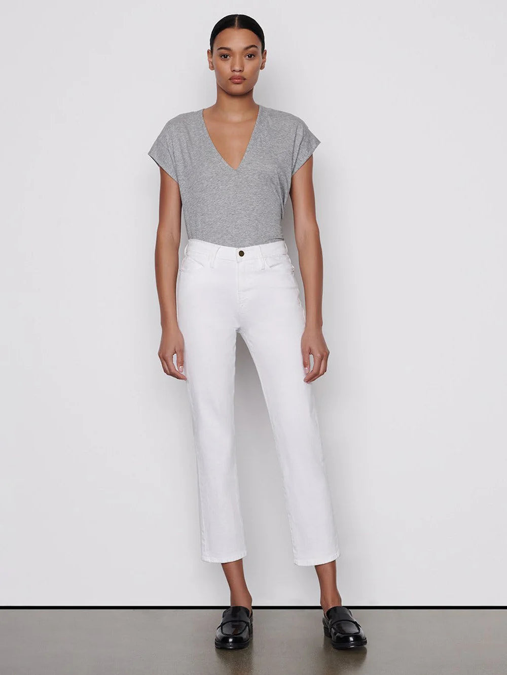 Frame - Le High Straight in Blanc