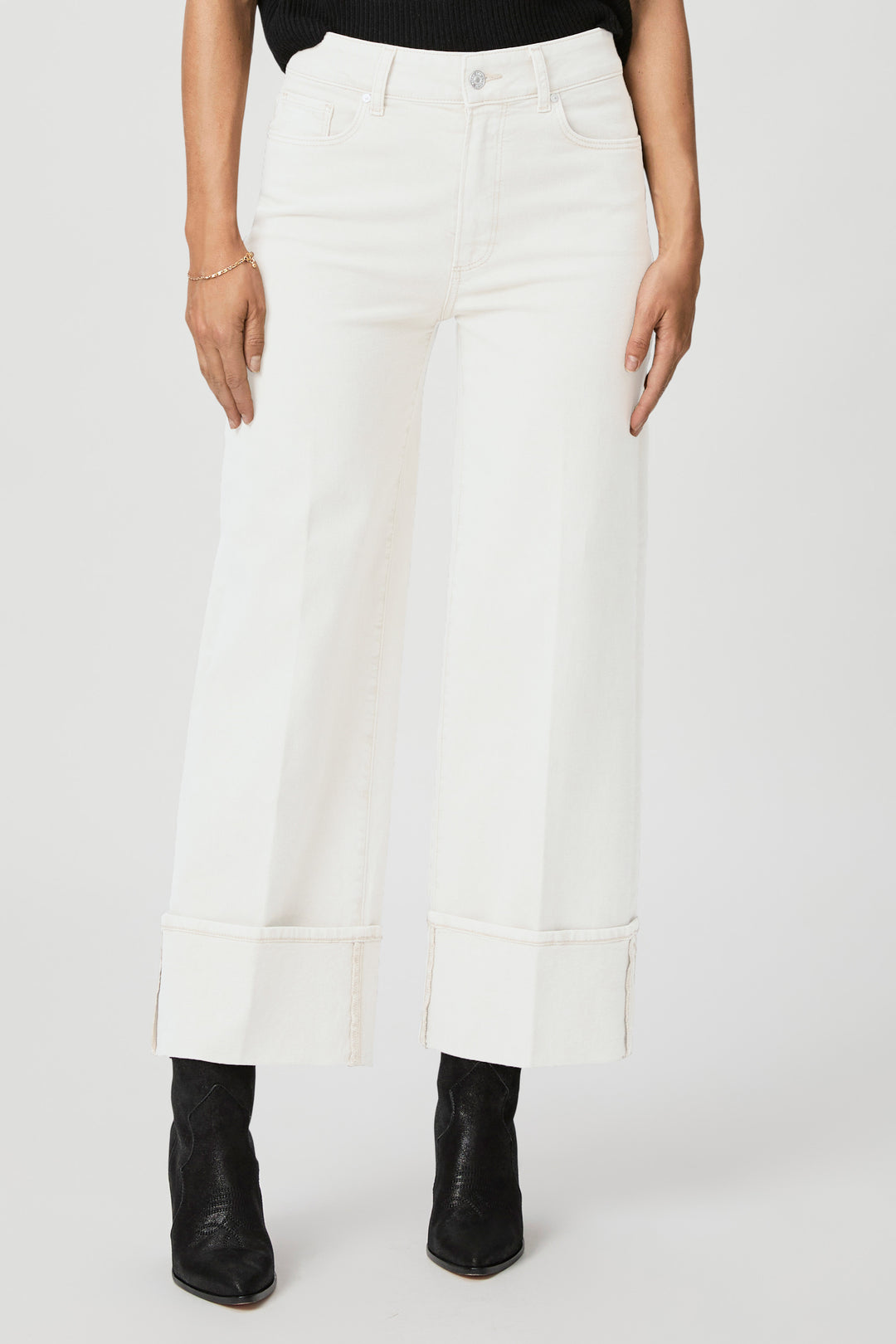 PAIGE - Sasha Ankle With Wide Cuff in Tonal Ecru