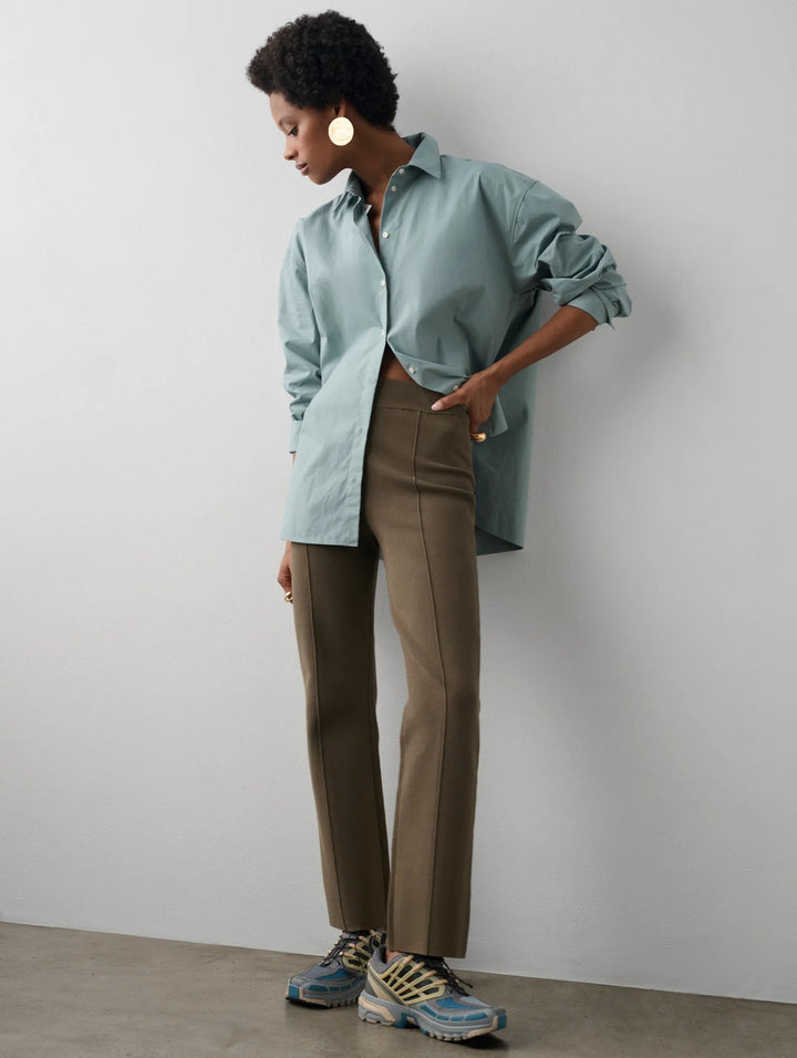 White + Warren - Superfine Organic Cotton Kick Flare Pant in Dark Sage