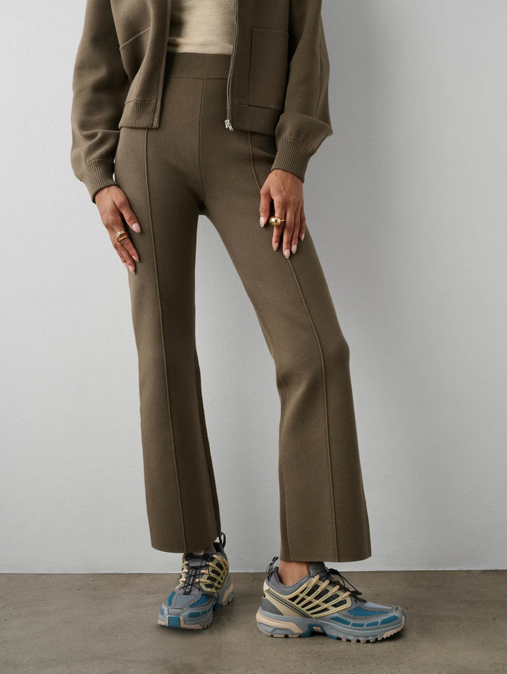White + Warren - Superfine Organic Cotton Kick Flare Pant in Dark Sage
