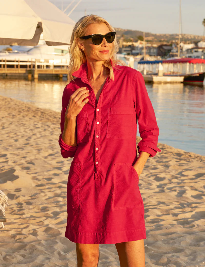 Frank & Eileen - Southern Long-Sleeve Playsuit Dress in Double Decker Red