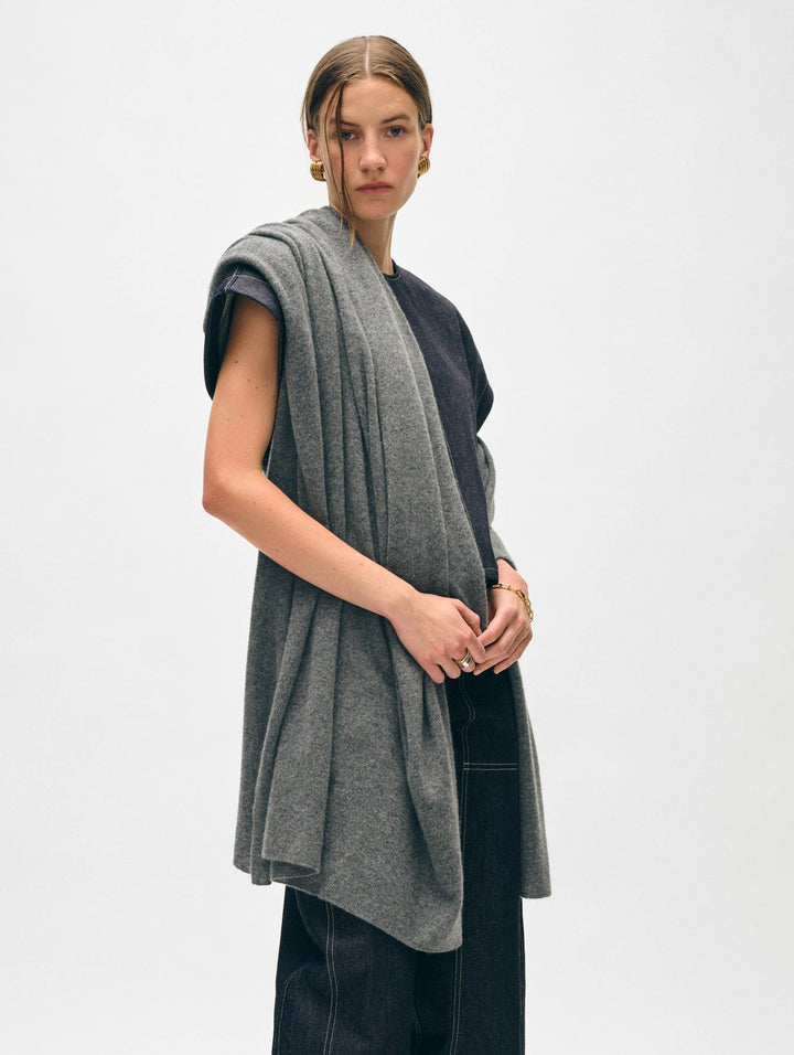 White + Warren - Cashmere Travel Wrap in Graphite Heather