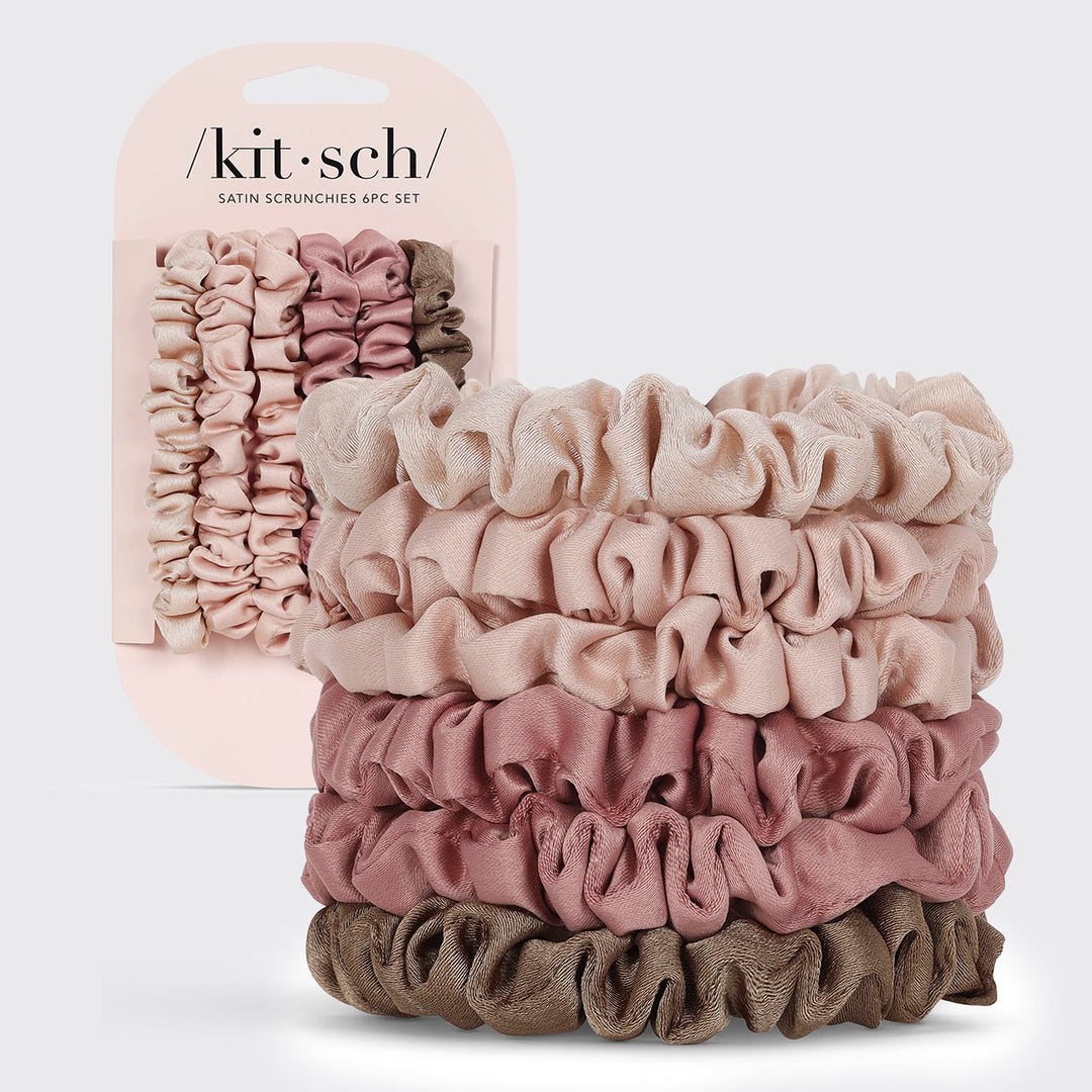 Kitsch - Ultra petite Satin Scrunchies in Terracotta (6pc)