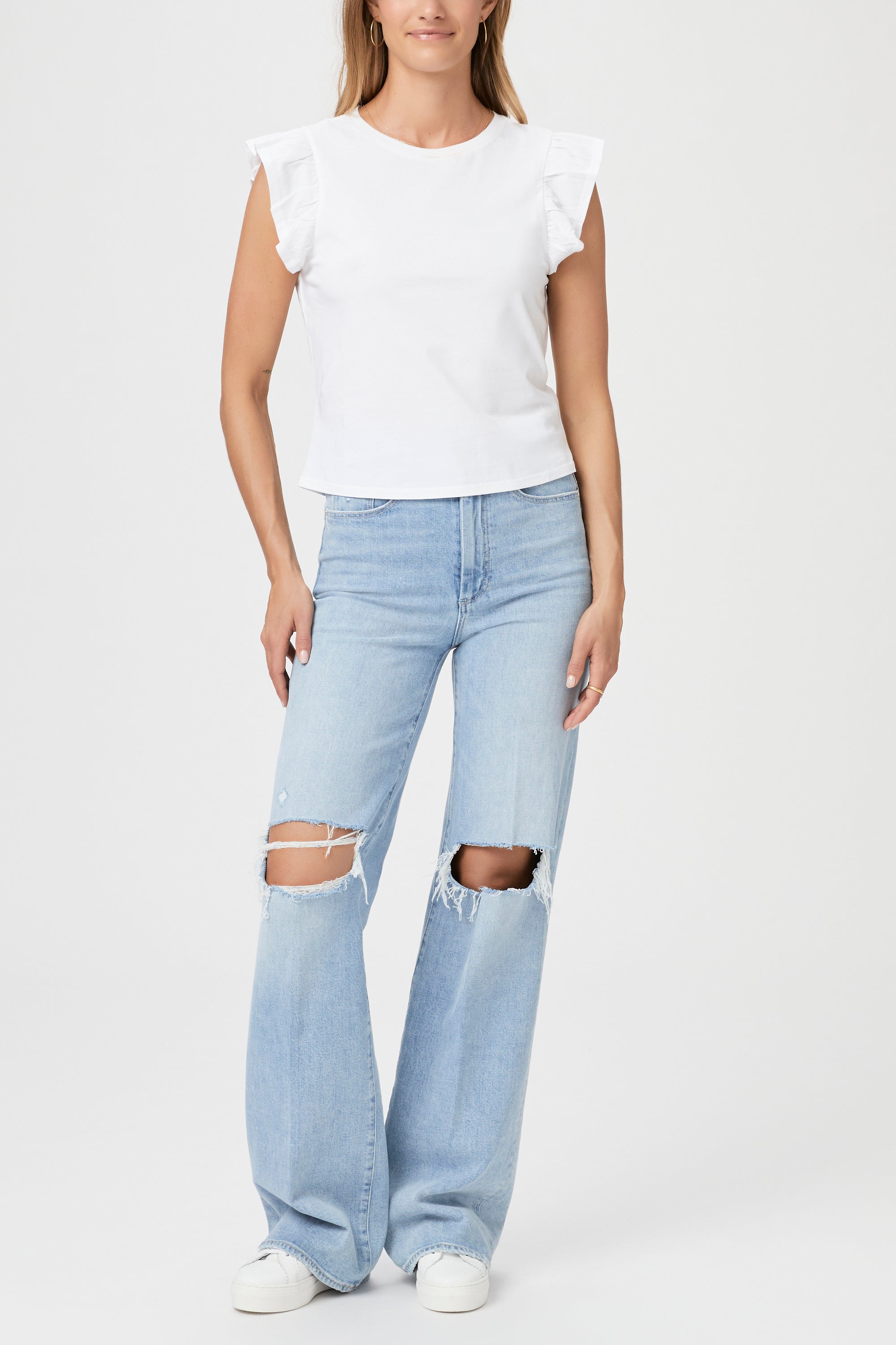 ペイジ Paige Erissa Tee レディース シャツ トップス White Paige Premium Denim - Erissa Tee in White – Blond Genius