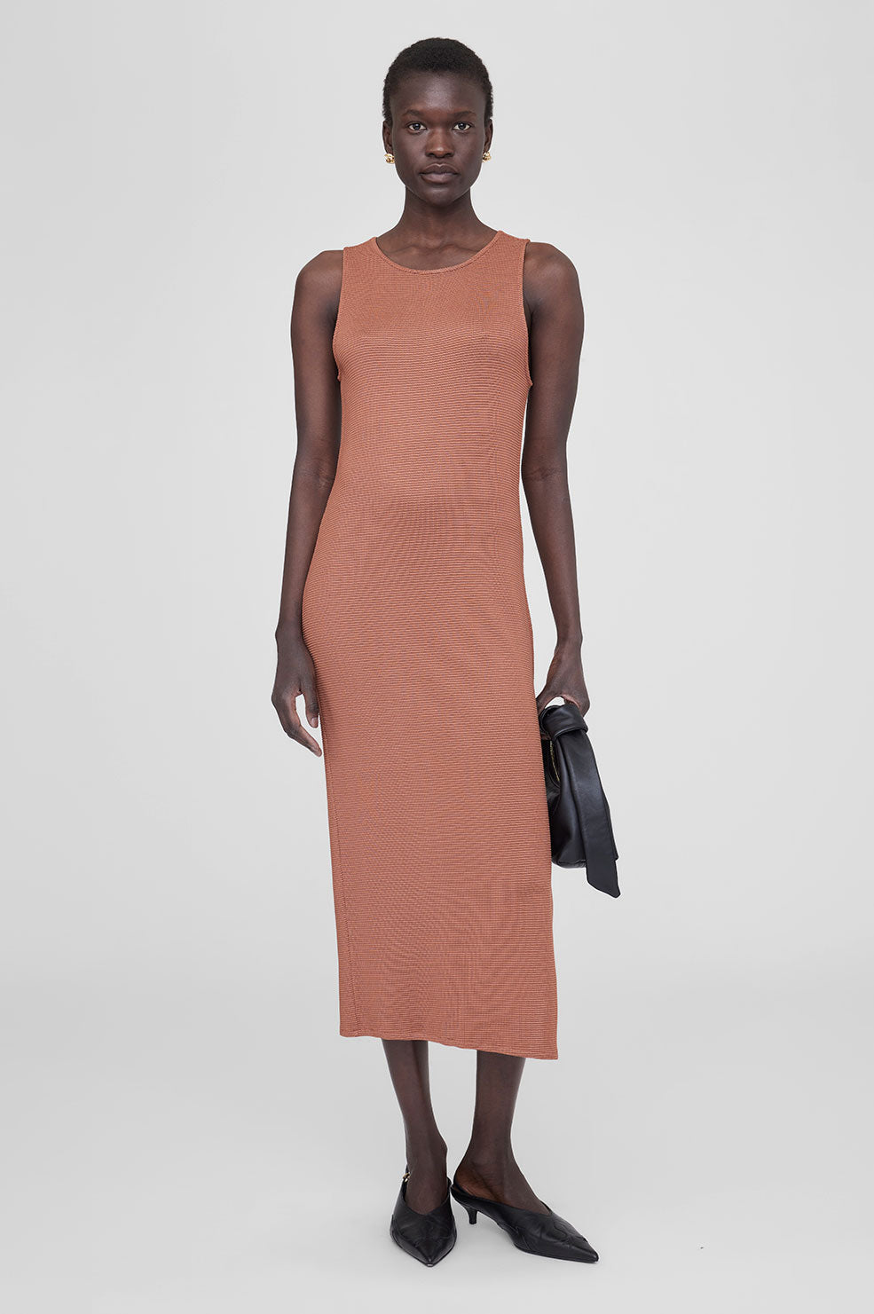 Anine Bing Savannah Dress in Terracotta Waffle Blond Genius
