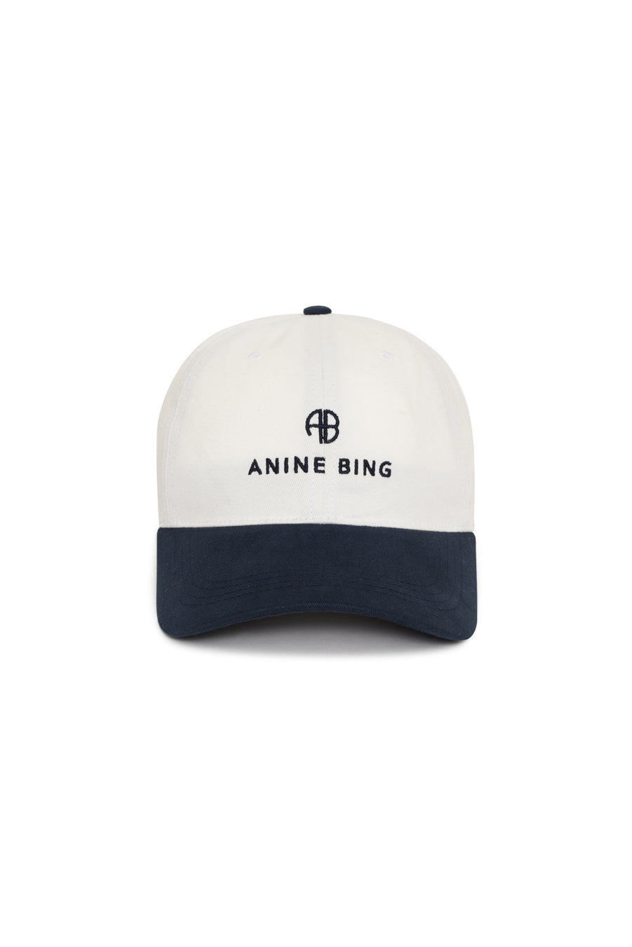 Anine Bing - Jeremy Baseball Cap in Ivory and Navy – Blond Genius