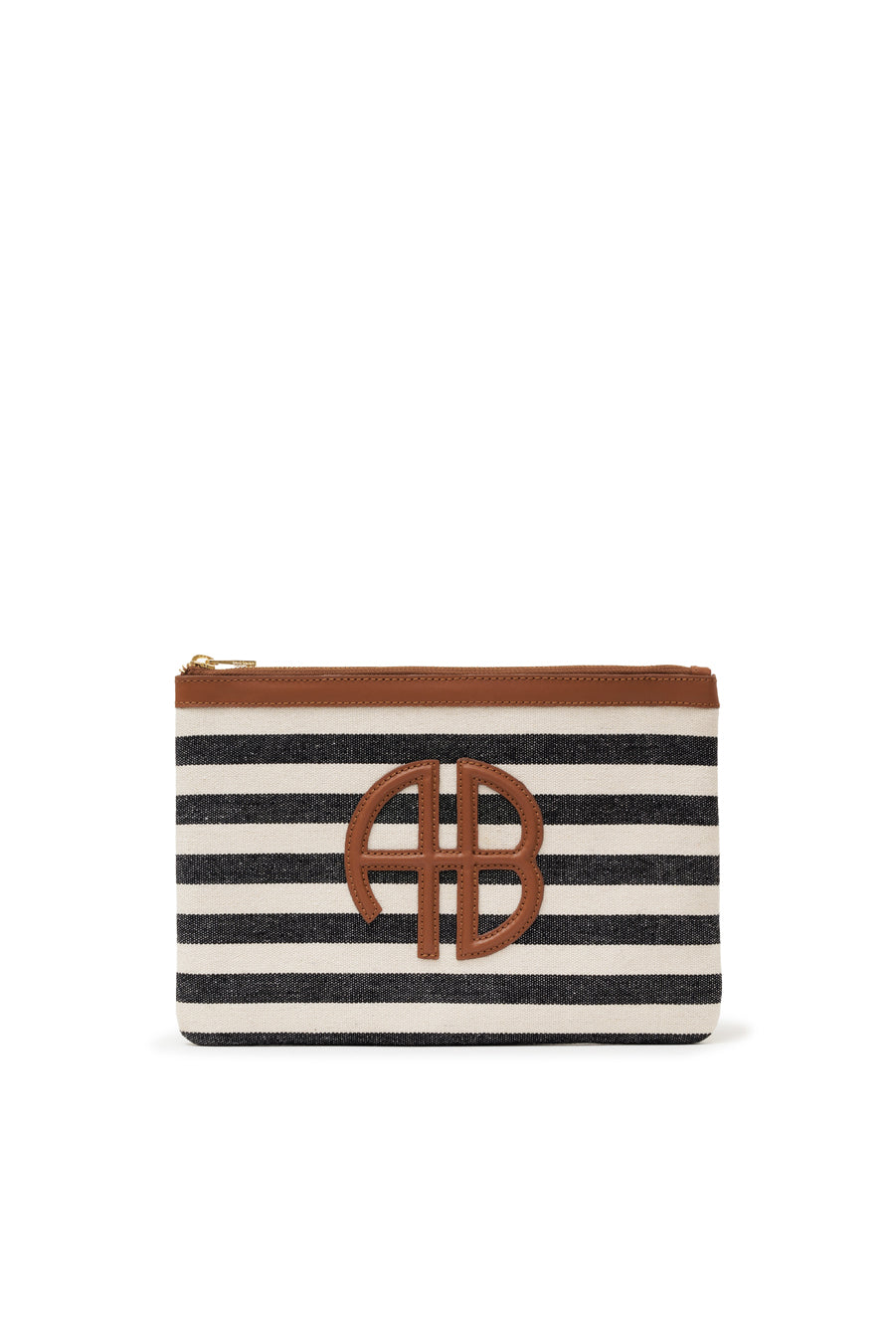Anine Bing - Lili Pouch in Black and Natural Stripe – Blond