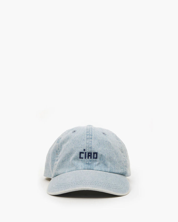 Clare V. - Ciao Baseball Hat in Light Denim w/ Navy
