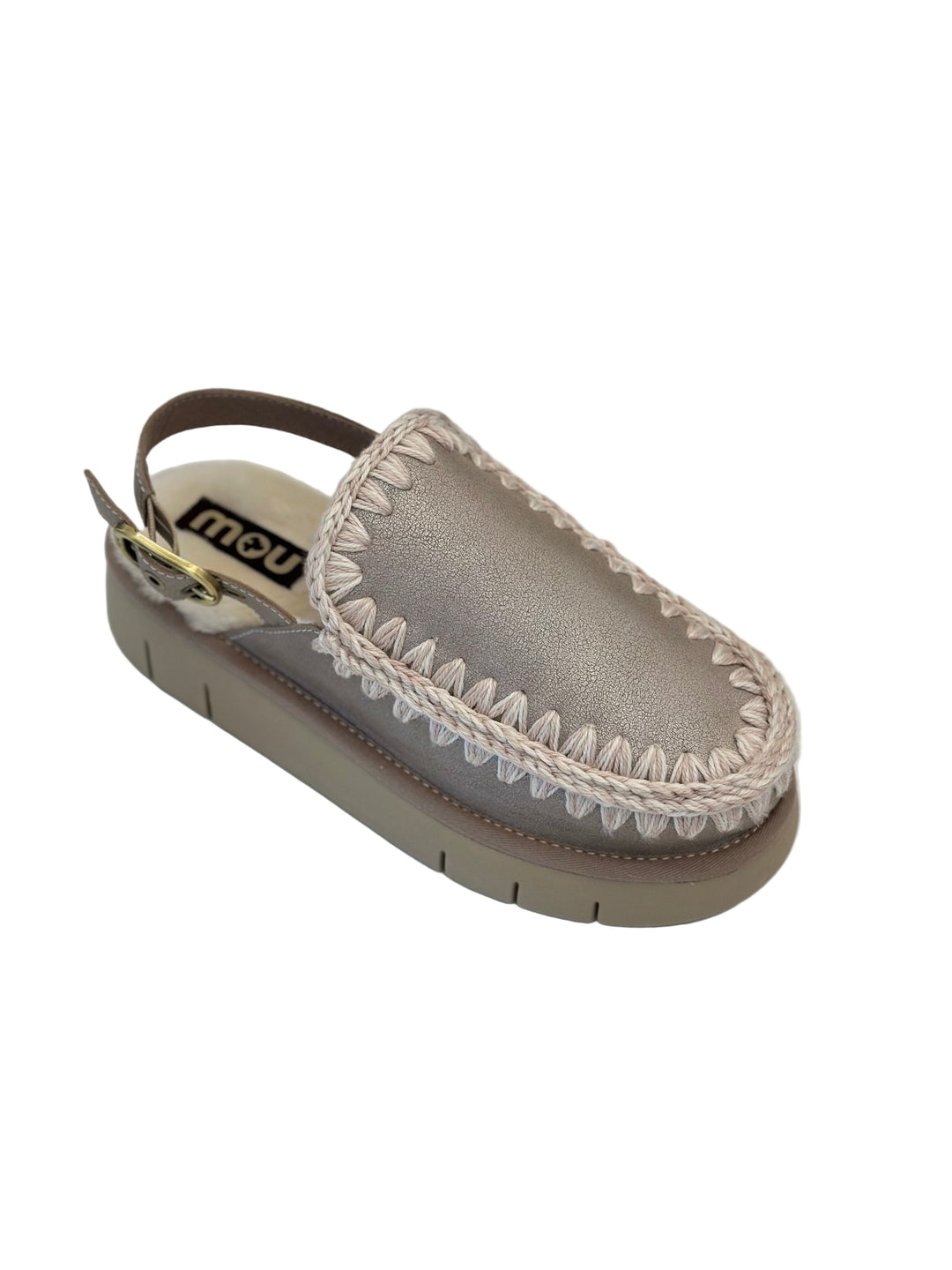 Mou - Bounce Clog Buckle Strap in Stone Metallic