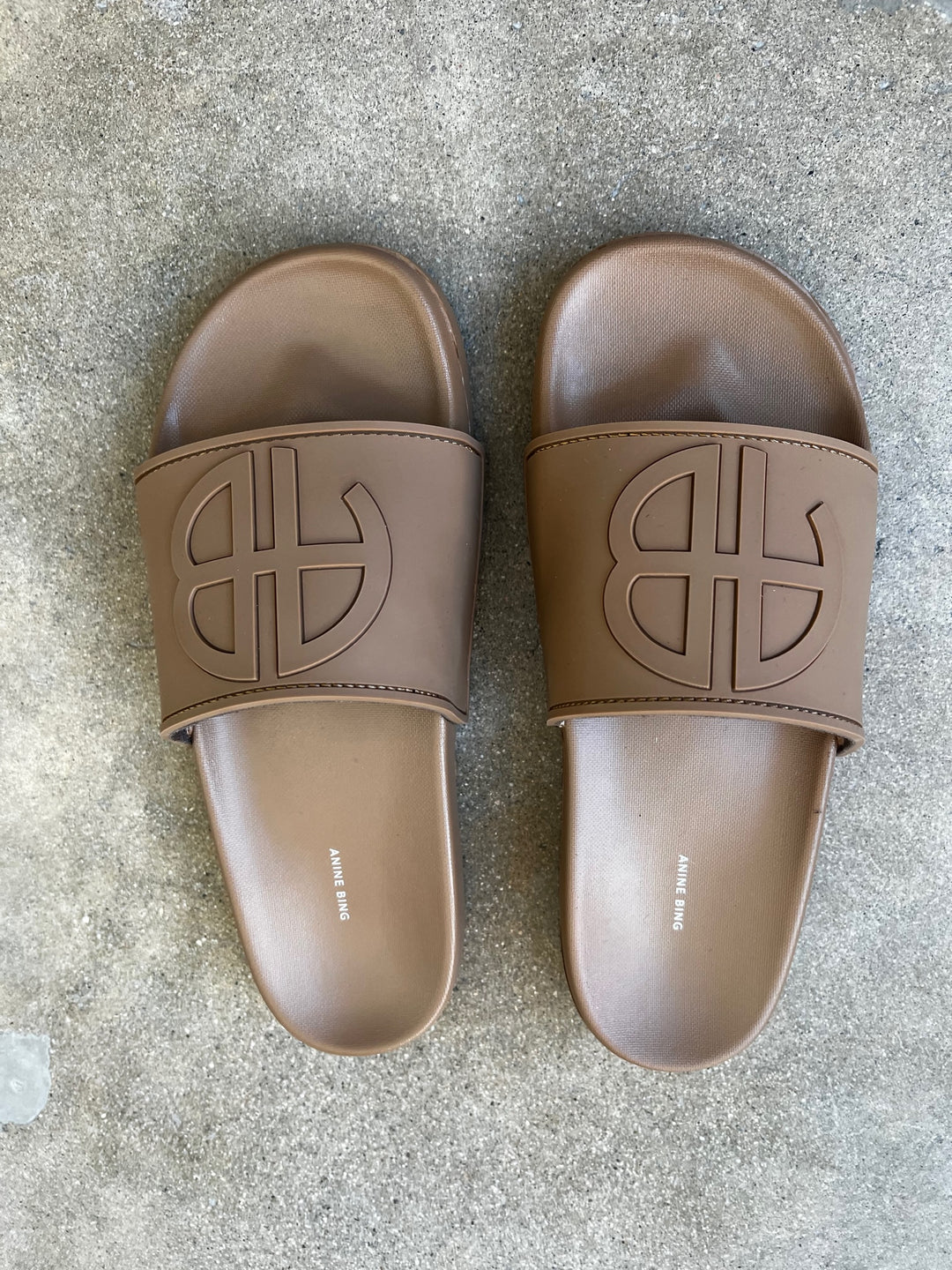 Anine Bing - Isla Slides in Camel Monogram