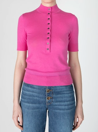 Derek Lam 10 Crosby - Violette Button Up Mock Neck Sweater in