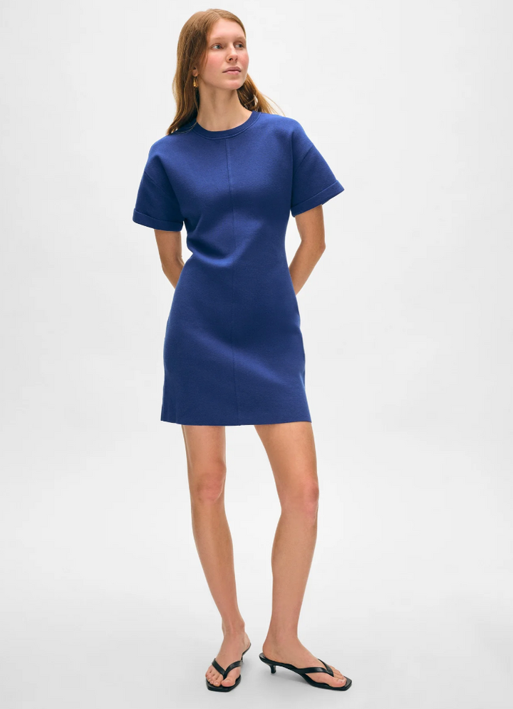 White + Warren - Superfine Organic Cotton Dress in Sapphire