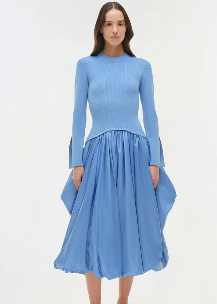 SIMKHAI - Kenlie Mock Neck Midi Dress in Horizon