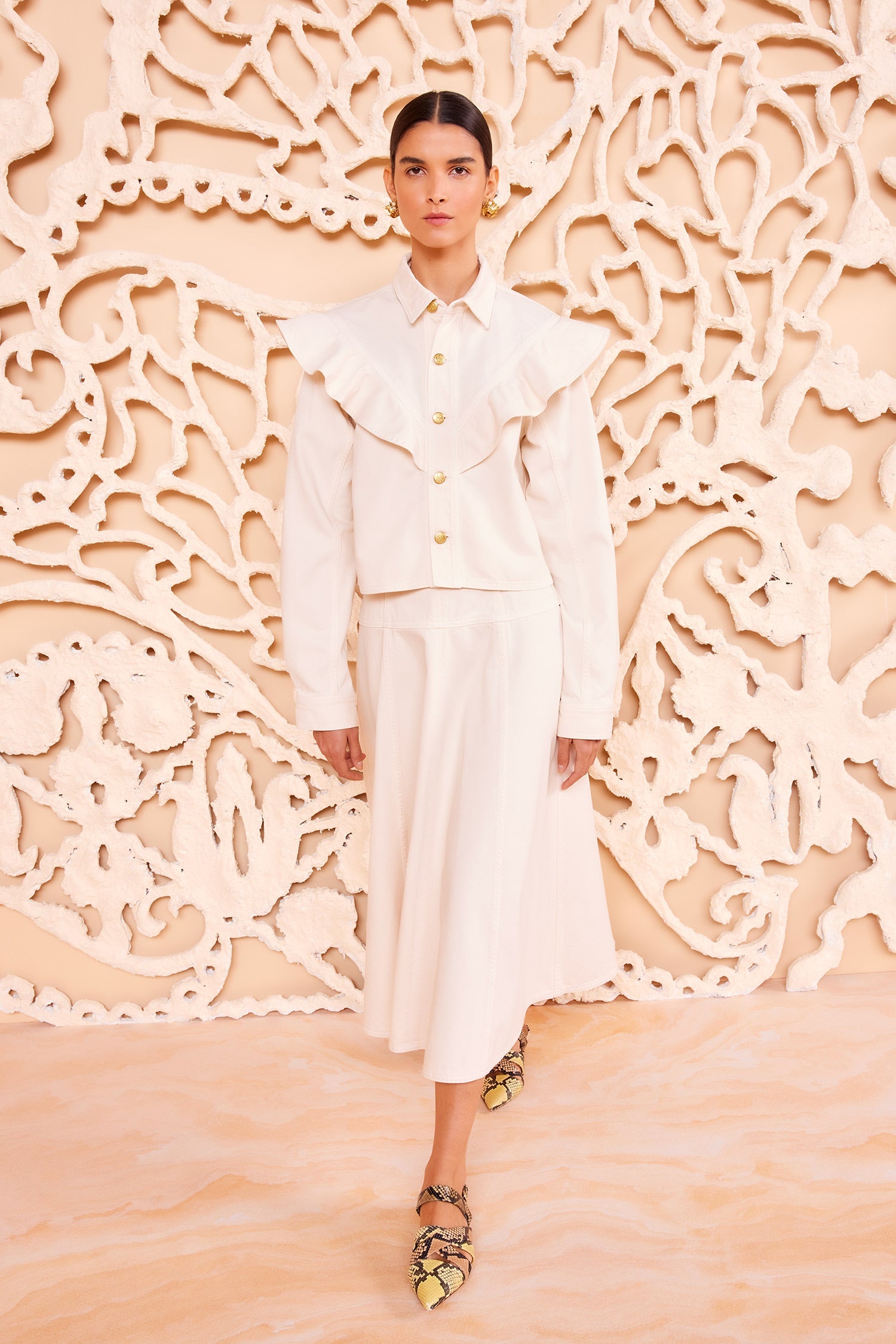 トップス jammer mathilde frill blouse Gabrielle Short Sleeved Blouse - Optic White White | NYDJ