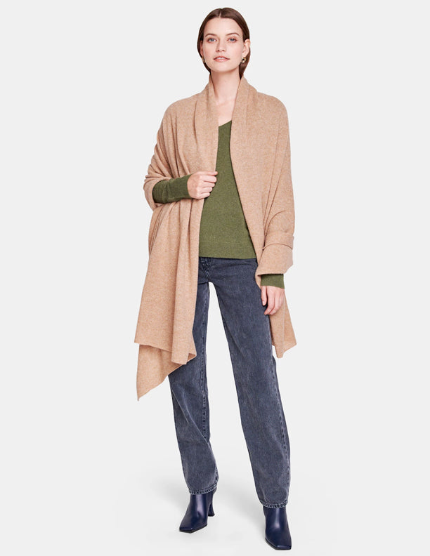 White + Warren - Cashmere Travel Wrap in Camel Heather