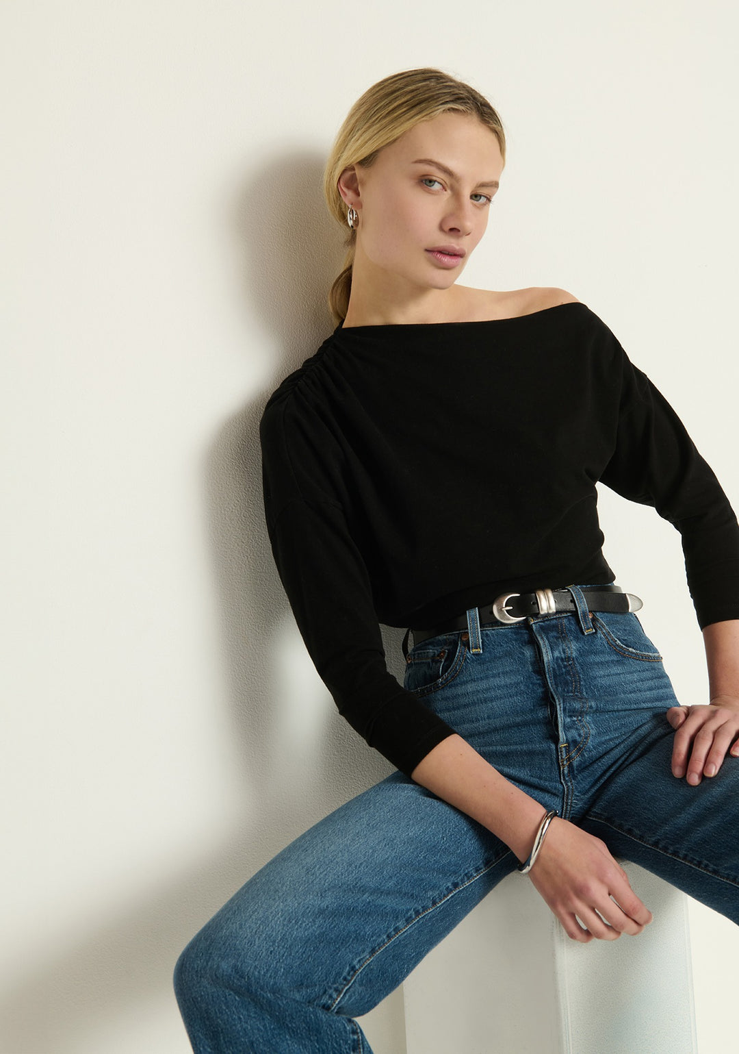 Nation LTD - Pietra Off the Shoulder Top in Jet Black