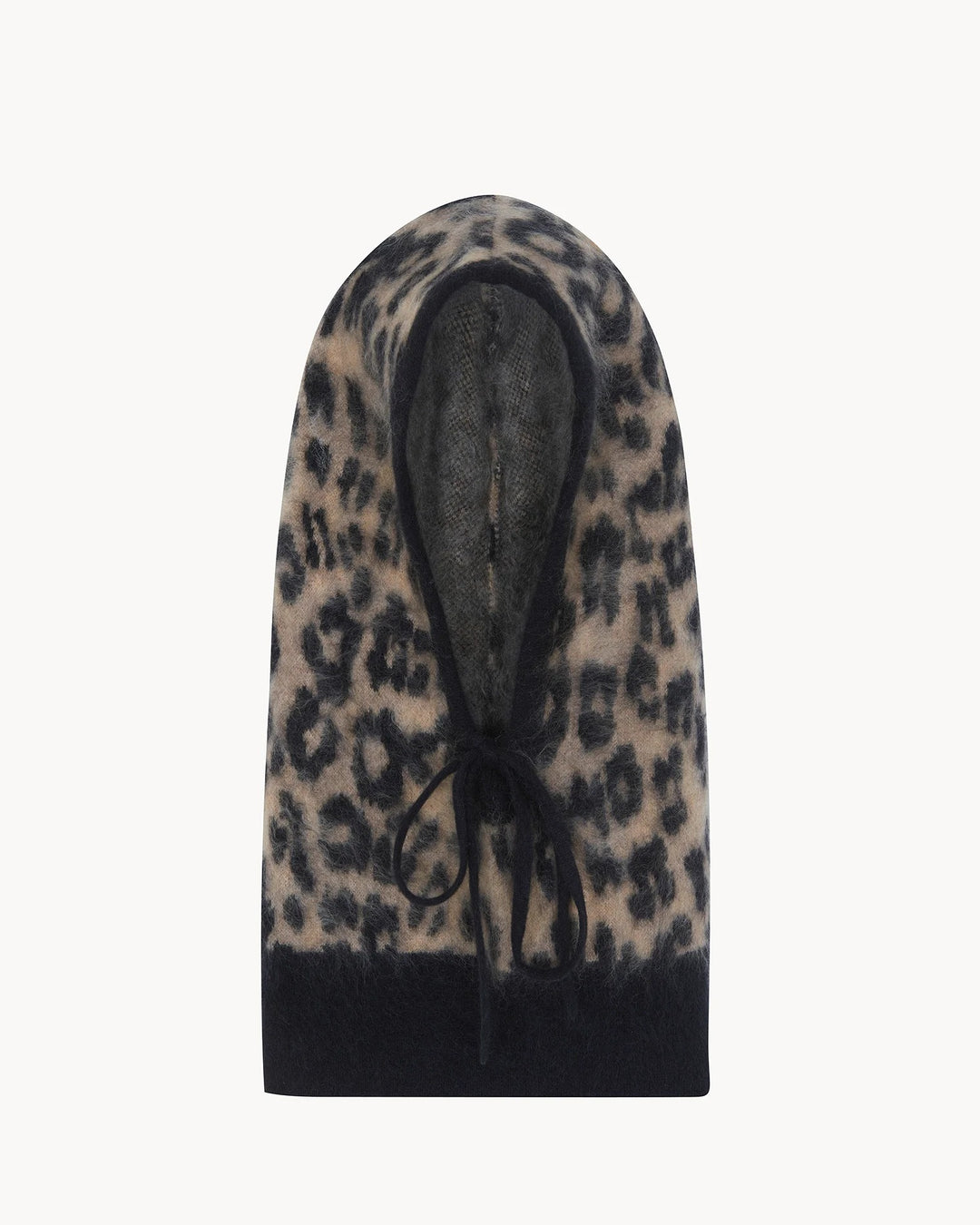 Kujten - Sybel Fluffy Cashmere Jersey Hood in Camel Leopard