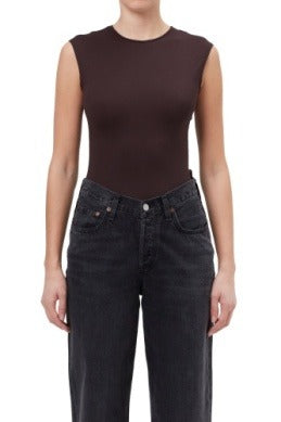 AGOLDE - Aura Sleeveless Bodysuit in Chocolate