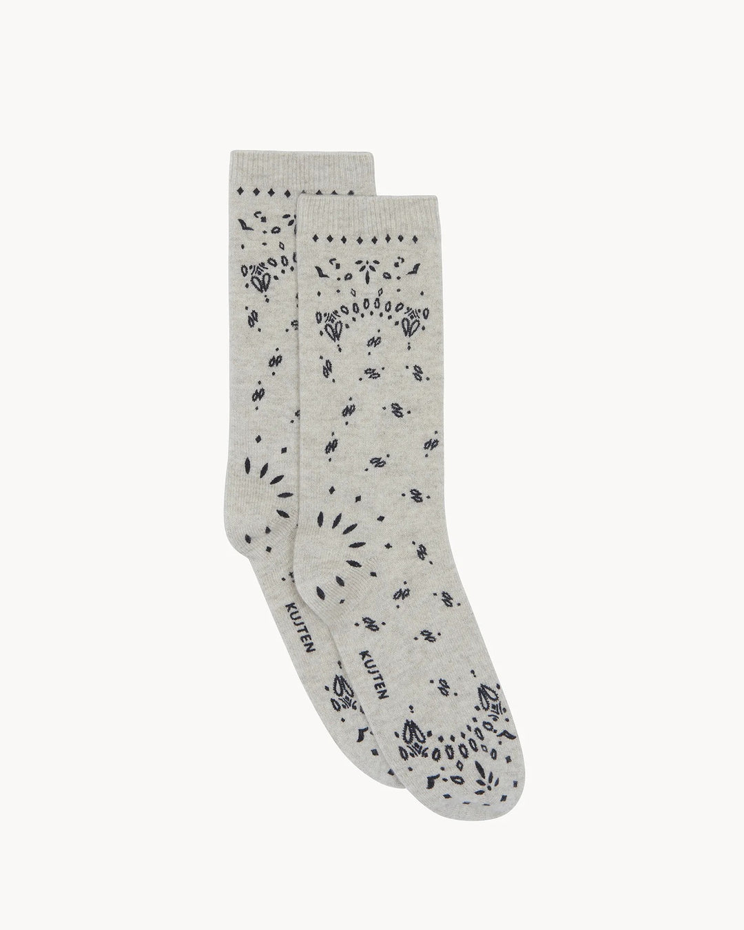 Kujten - Sig Bandana Cashmere Socks in Oats White