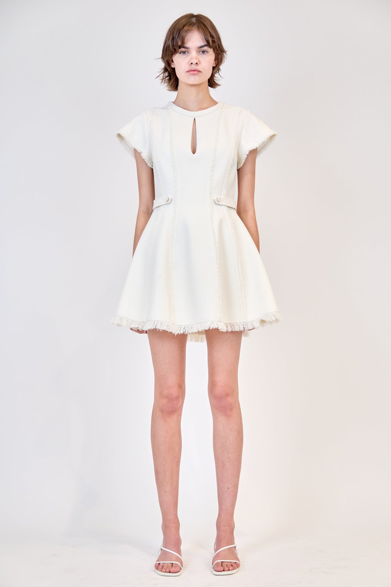 simkhai ivory morrigan short sleeve mini dress SIMKHAI Ivory Morrigan Short Sleeve Mini Dress Ivory / 8