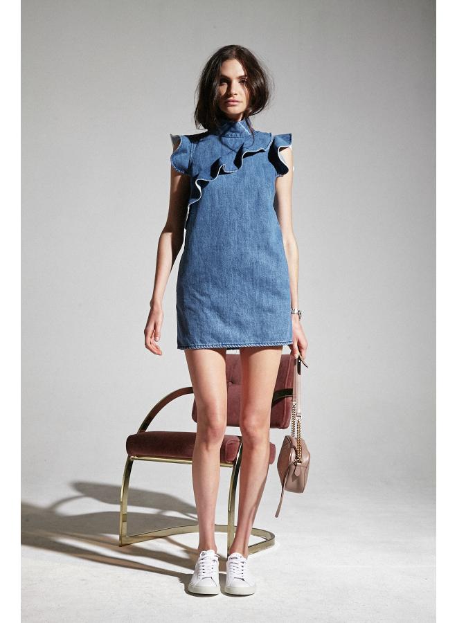 mcguire denim dress McGuire Denim Sorbonne Ruffle Mini Dress