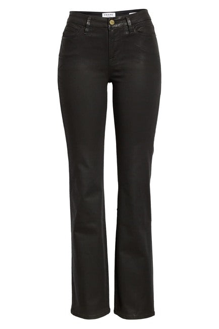 FRAME - Le Mini Mid-Rise Boot Cut Black Coated Denim