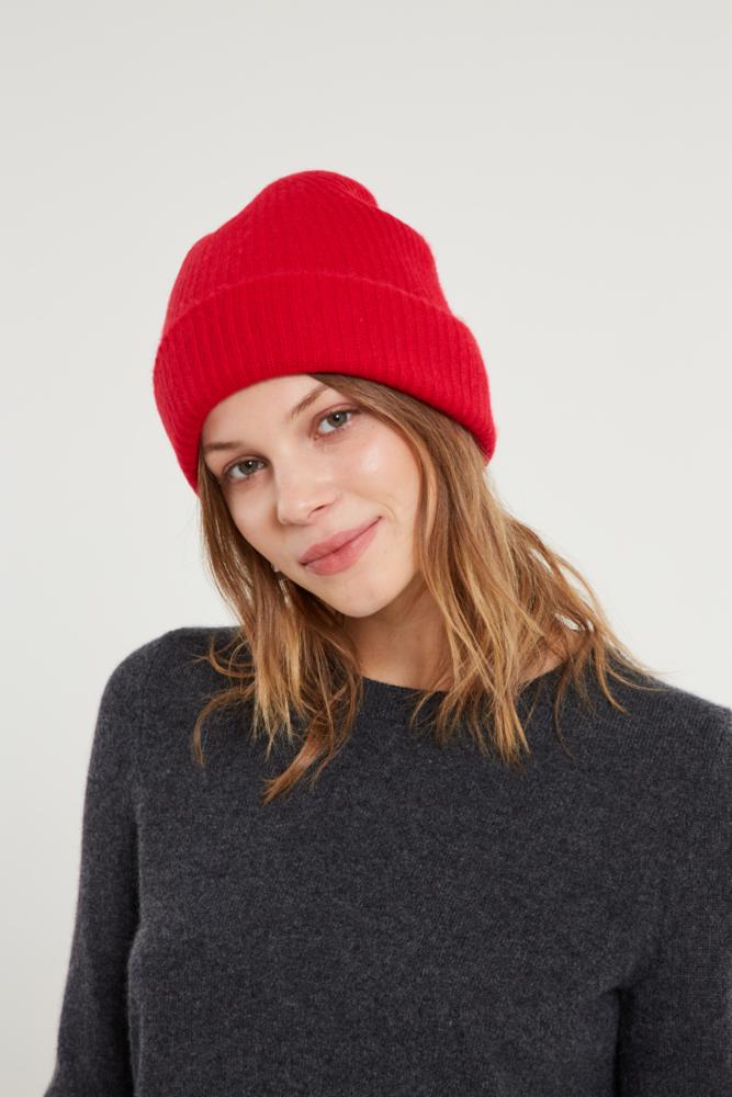White + Warren - Plush Rib Beanie in Fire
