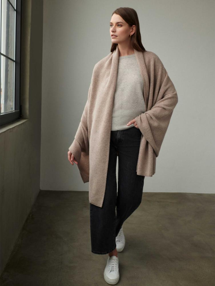 White + Warren - Cashmere Thermal Wrap in Oak Heather