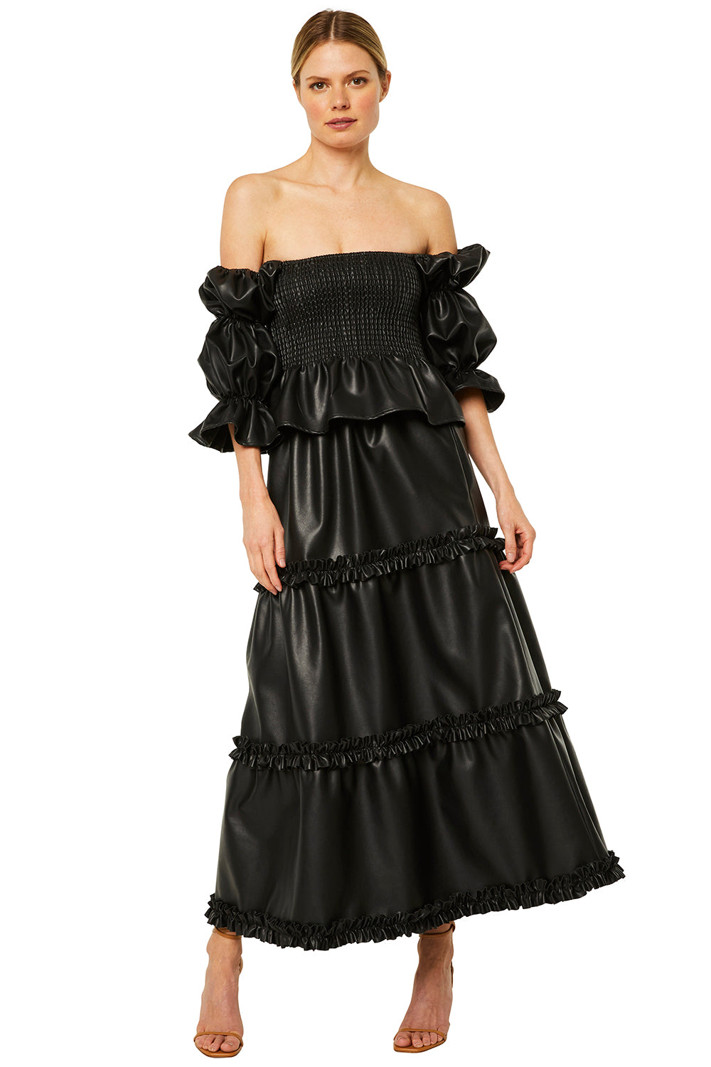 chinese dress ladies Misa Los Angeles Kelis Skirt in Obsidian Vegan Leather