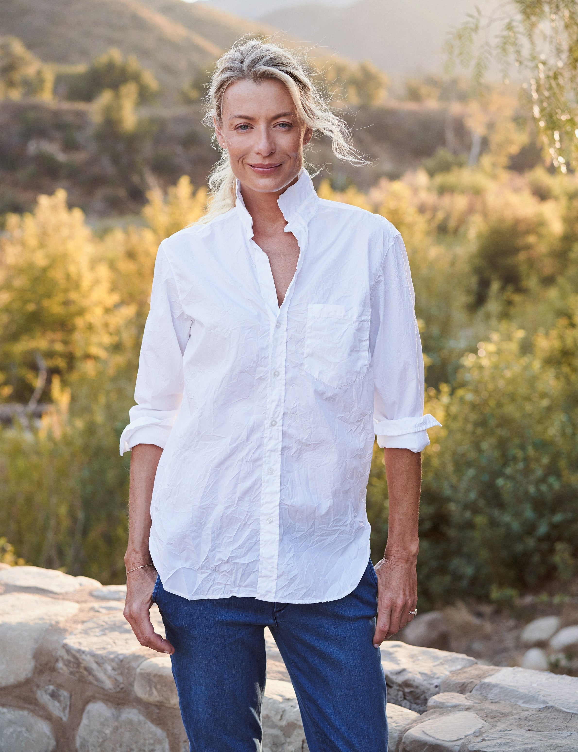 Frank & Eileen - Joedy Woven Button Up in White Crinkle