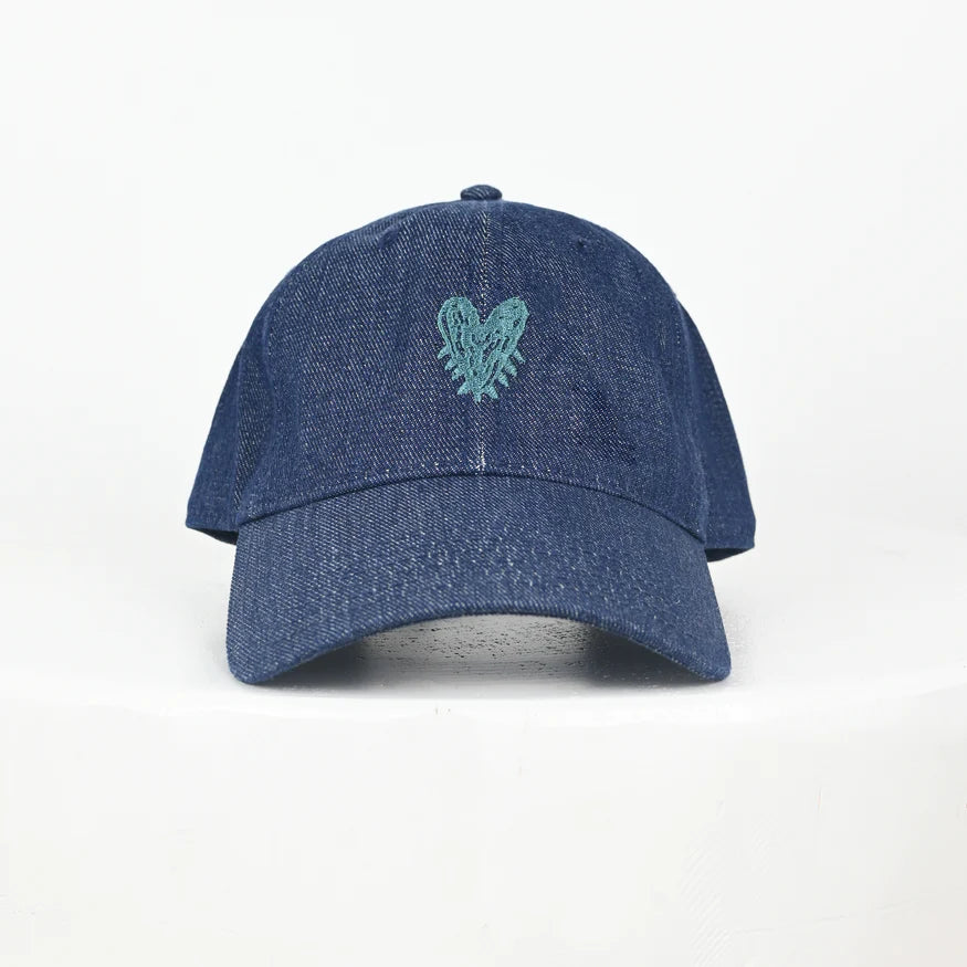 Kerri Rosenthal Pop Heart Baseball Cap - blue Kerri Rosenthal Imperfect Heart Hat - Mid Blue – Carbon38 main image 2