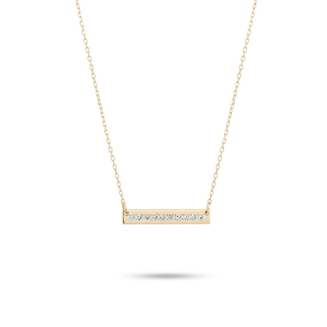 Adina - Pave Super Tiny Rectangle Stamp Necklace Y14
