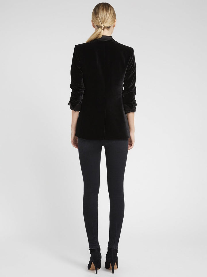 Alice + Olivia - Macey Pleated Sleeve Fitted Blazer Black