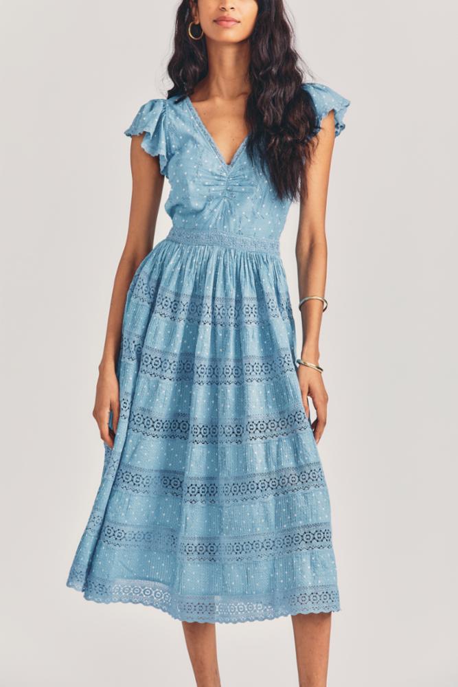 Love Shack Fancy - Abena Dress in Blue Bonnet Love Shack Fancy - Abena Dress in Blue Bonnet