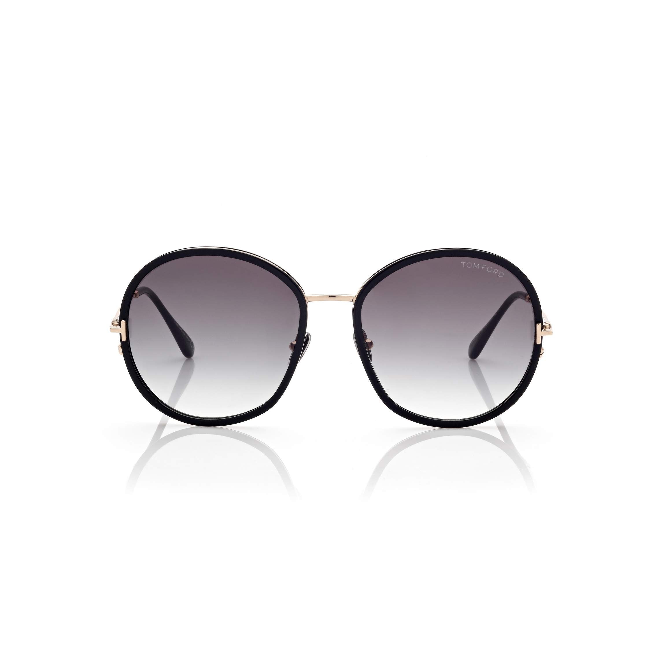 Tom Ford Black Round Gradient Lens Sunglasses TOM FORD Icon Collection Round Sunglasses | Neiman Marcus main image 2