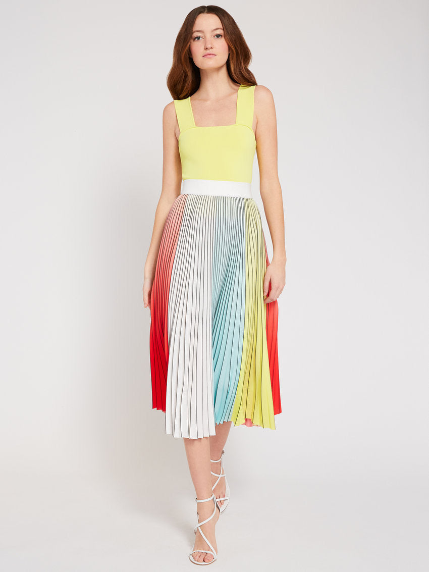 新製品情報も満載 Alice & Olivia - Arden Pleated Midi Skirt in Multi – Blond スカート