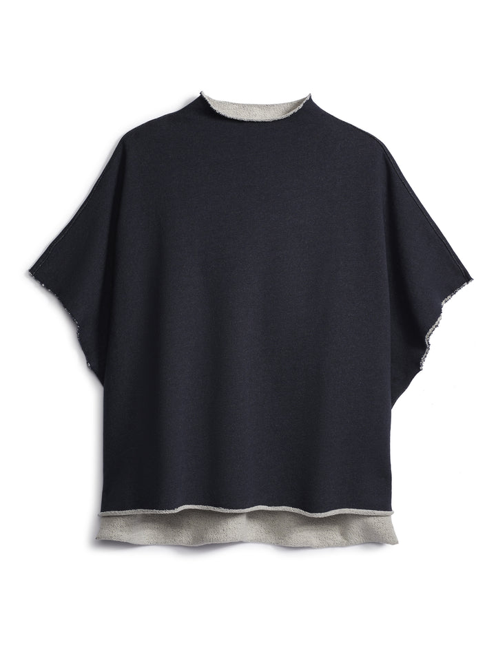 Frank & Eileen - Funnel Neck Capelet in Navy Melange