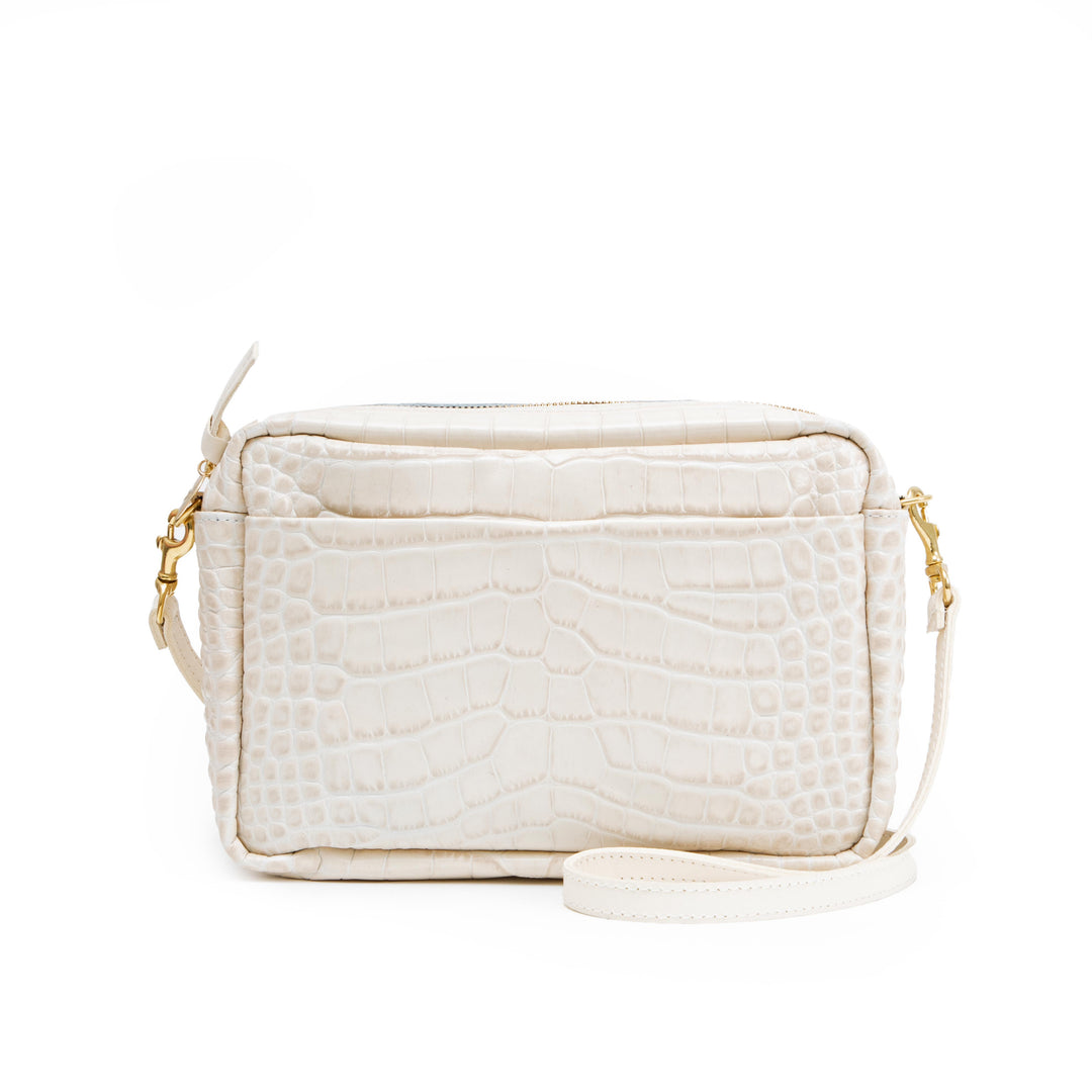 Clare V. - Marisol with Front Pocket in Cream Croco
