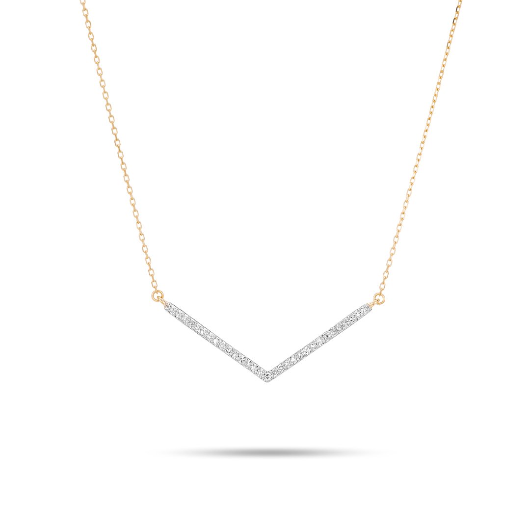 Adina Reyter - Large Pave V Necklace 14K Gold