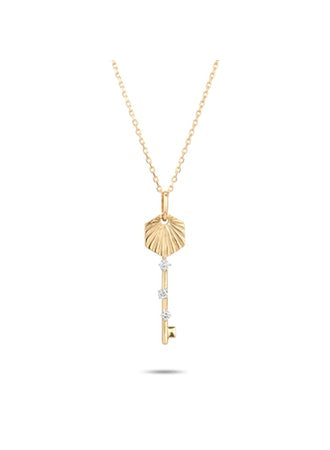 Adina Reyter - 14K Diamond Small Hexagon Rays Pendant Necklace