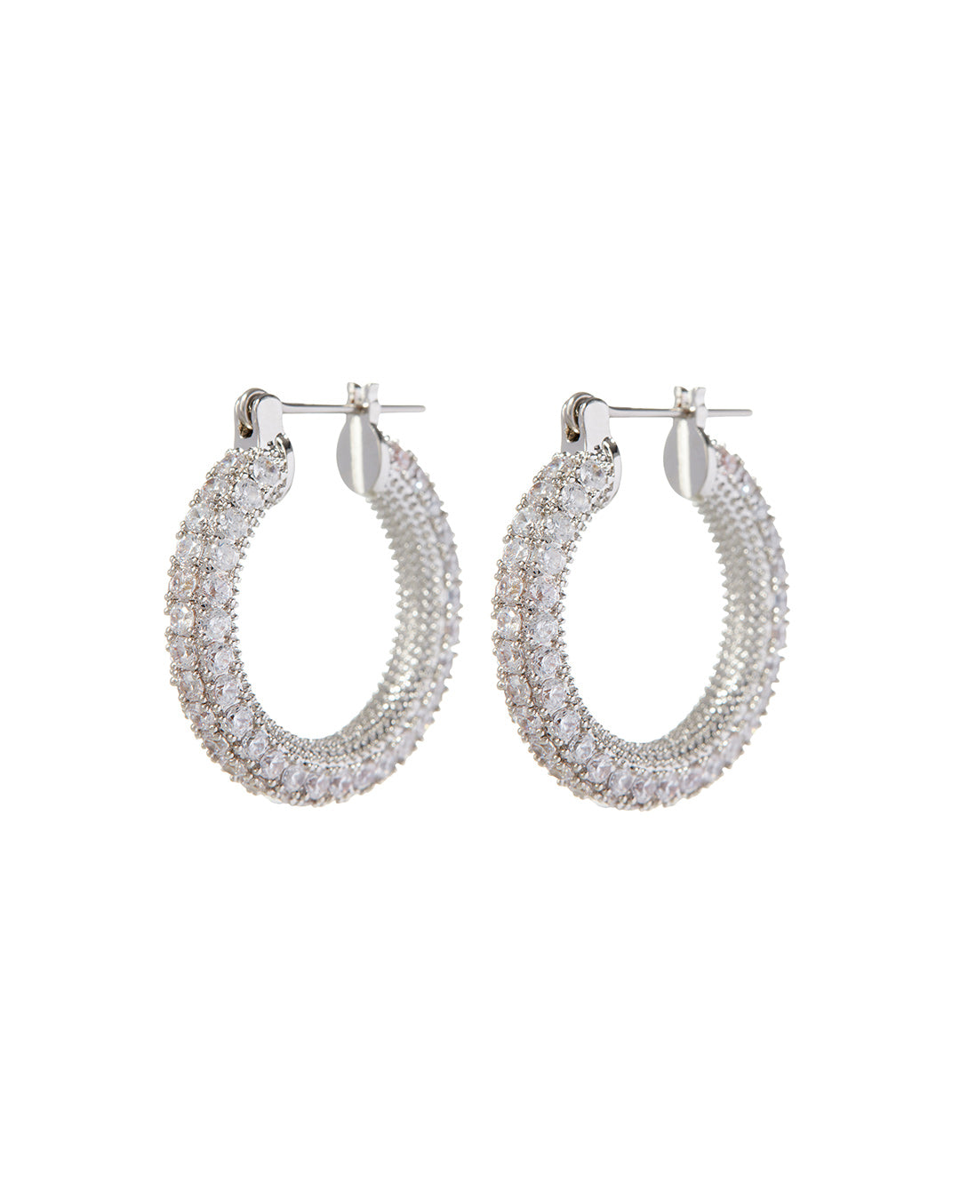 LUV AJ - Pave Estelle Hoops in Silver