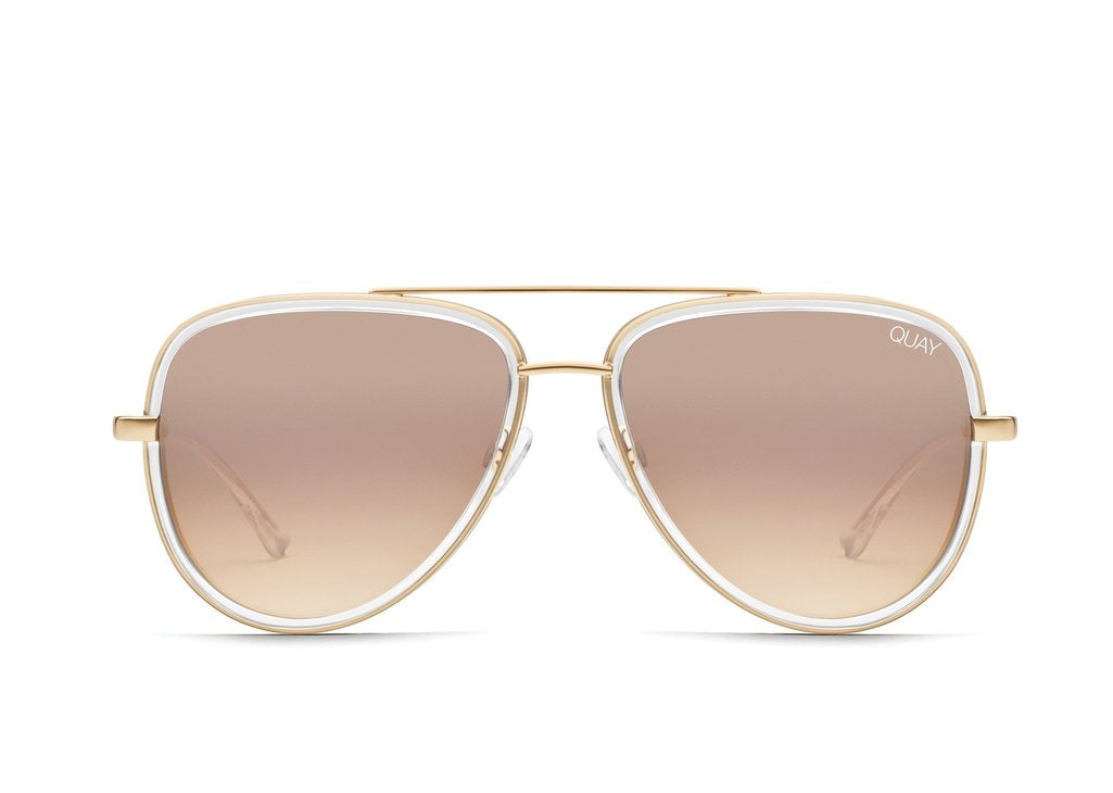 QUAY - All In Sunglasses in Clear/Brown Flash Lens – Blond  display picture 2