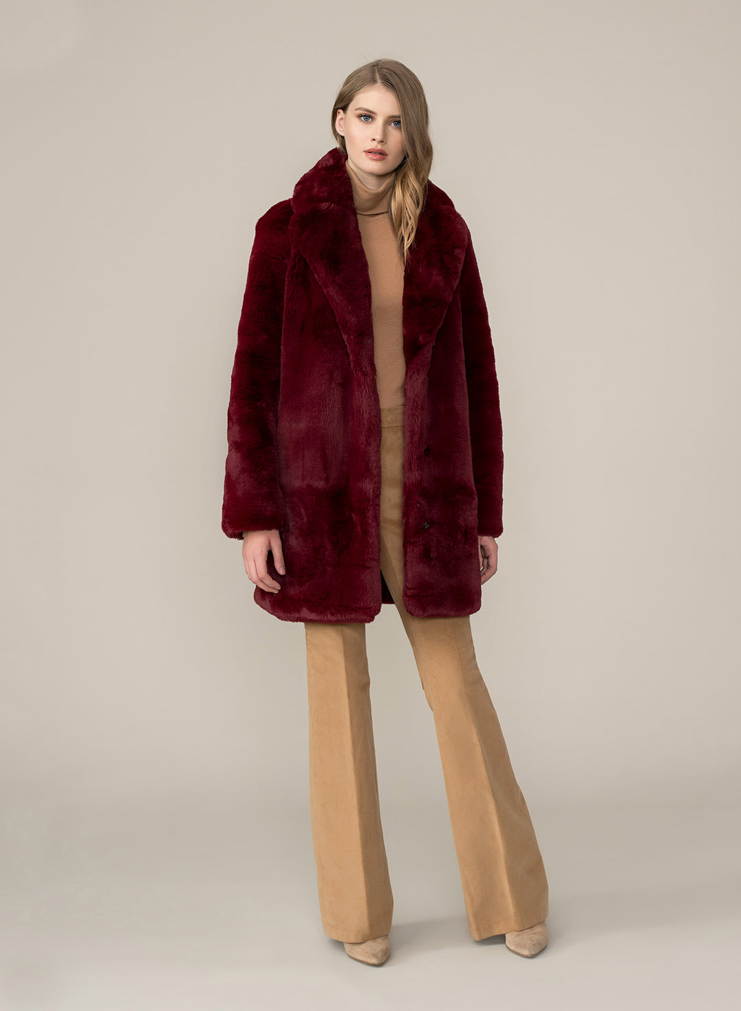 Soia & Kyo - Renada Faux Fur Coat in Oxblood
