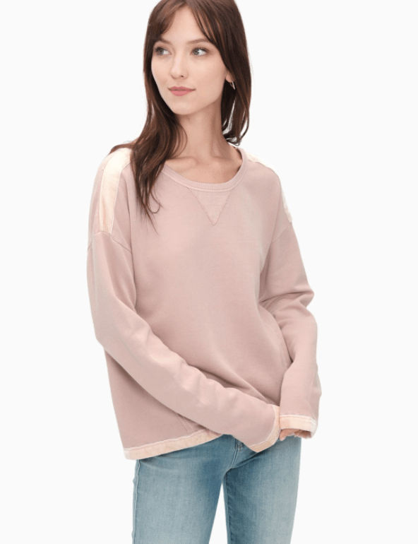 Splendid VELVET MIXED MEDIA SWEATSHIRT Blond Genius