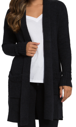 BAREFOOT DREAMS - Cozychic Lite Long Weekend Cardi in Black 