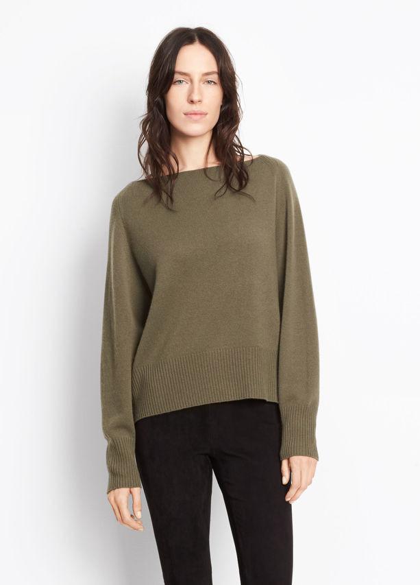 Vince Cashmere Boat Neck Olivewood