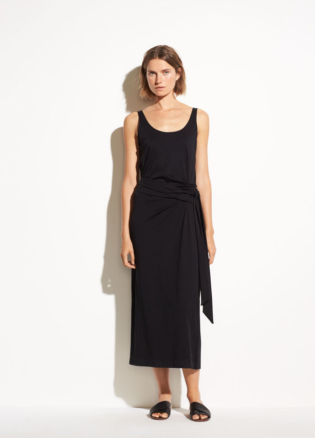 VINCE Sleeveless Wrap Dress in Black