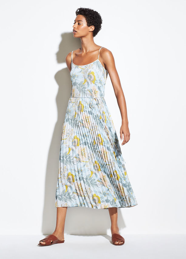 VINCE - Marine Garden Pleated Cami Dress in Surf Mist VINCE - Marine Garden Pleated Cami Dress in Surf Mist