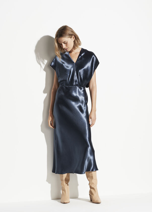 vince blue silk dress Vince Tipped Slip Dress