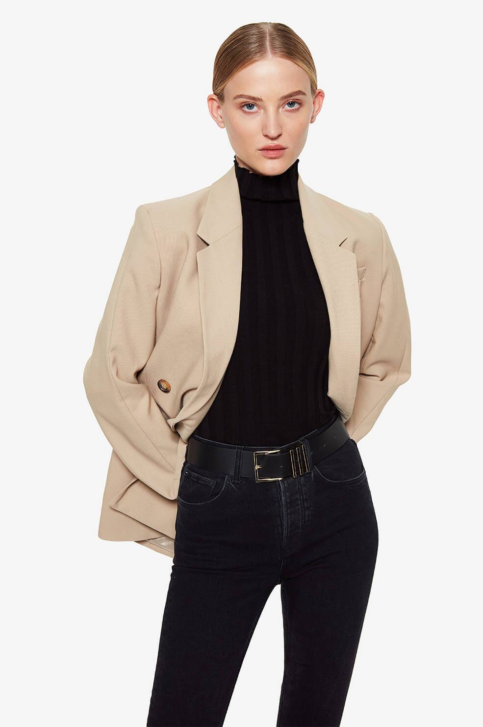 Anine Bing Leather Andrea Belt M/L Anine Bing Andrea Belt - True Black | Garmentory main image 4